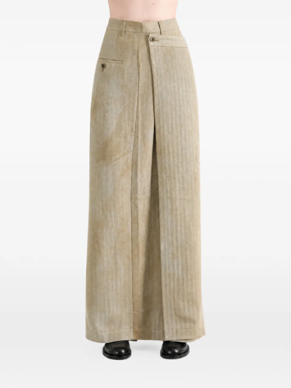 Uma Wang Grace wrap-style maxi skirt - Marrone