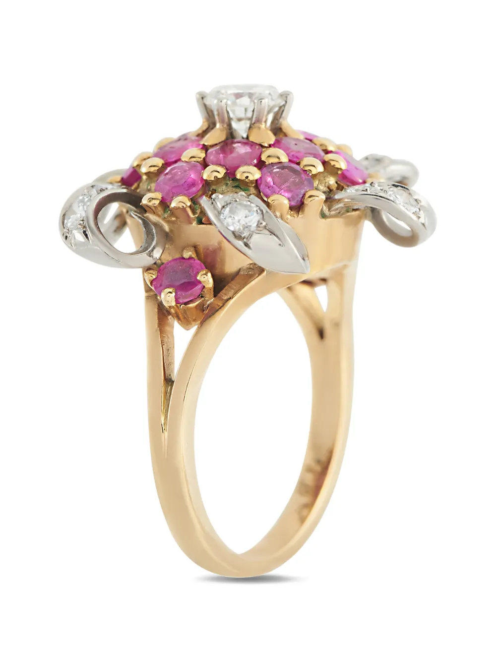 LB Exclusive ruby and diamond ribbon-accent ring - Oro
