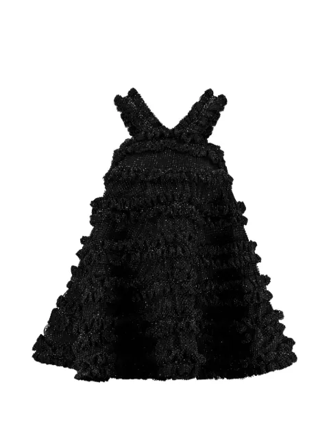 Ln’R Vestido curto com babados e aplicação de cristais