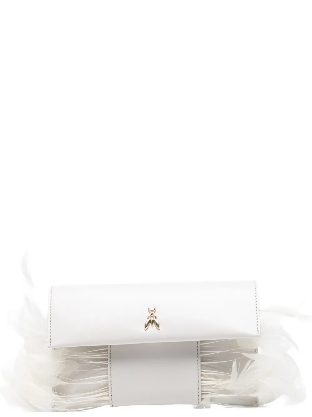 Patrizia Pepe feather-trim leather cross body bag - Bianco