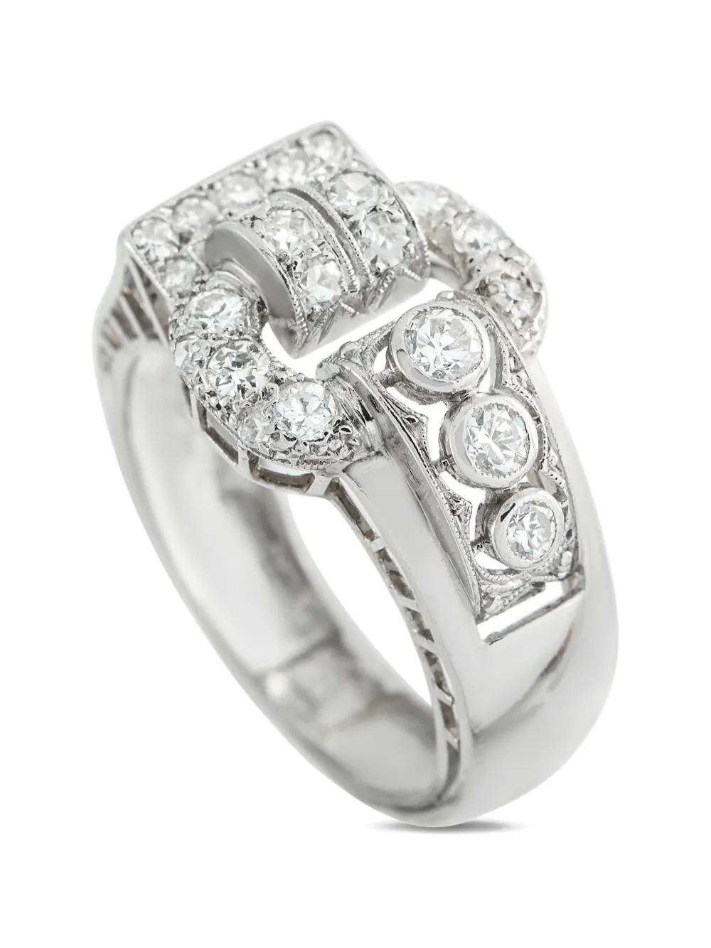 LB Exclusive diamond buckle-design ring - Silber