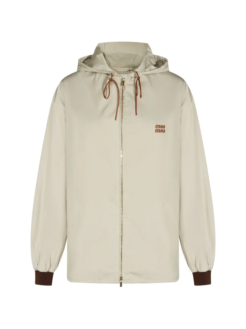Miu Miu logo-patch hooded jacket - Toni neutri
