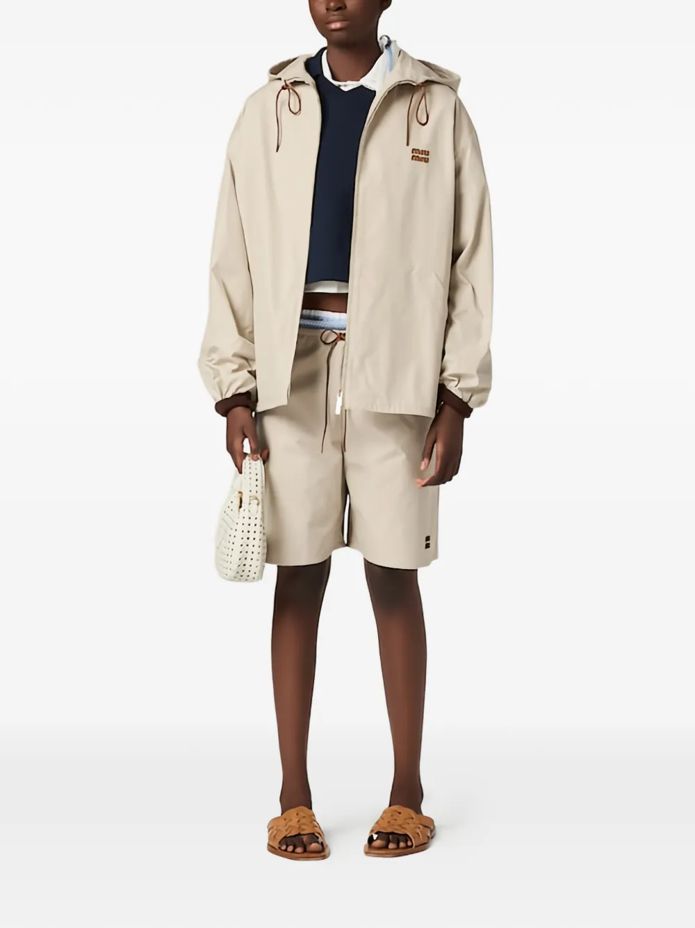 Miu Jack met capuchon en logopatch Beige