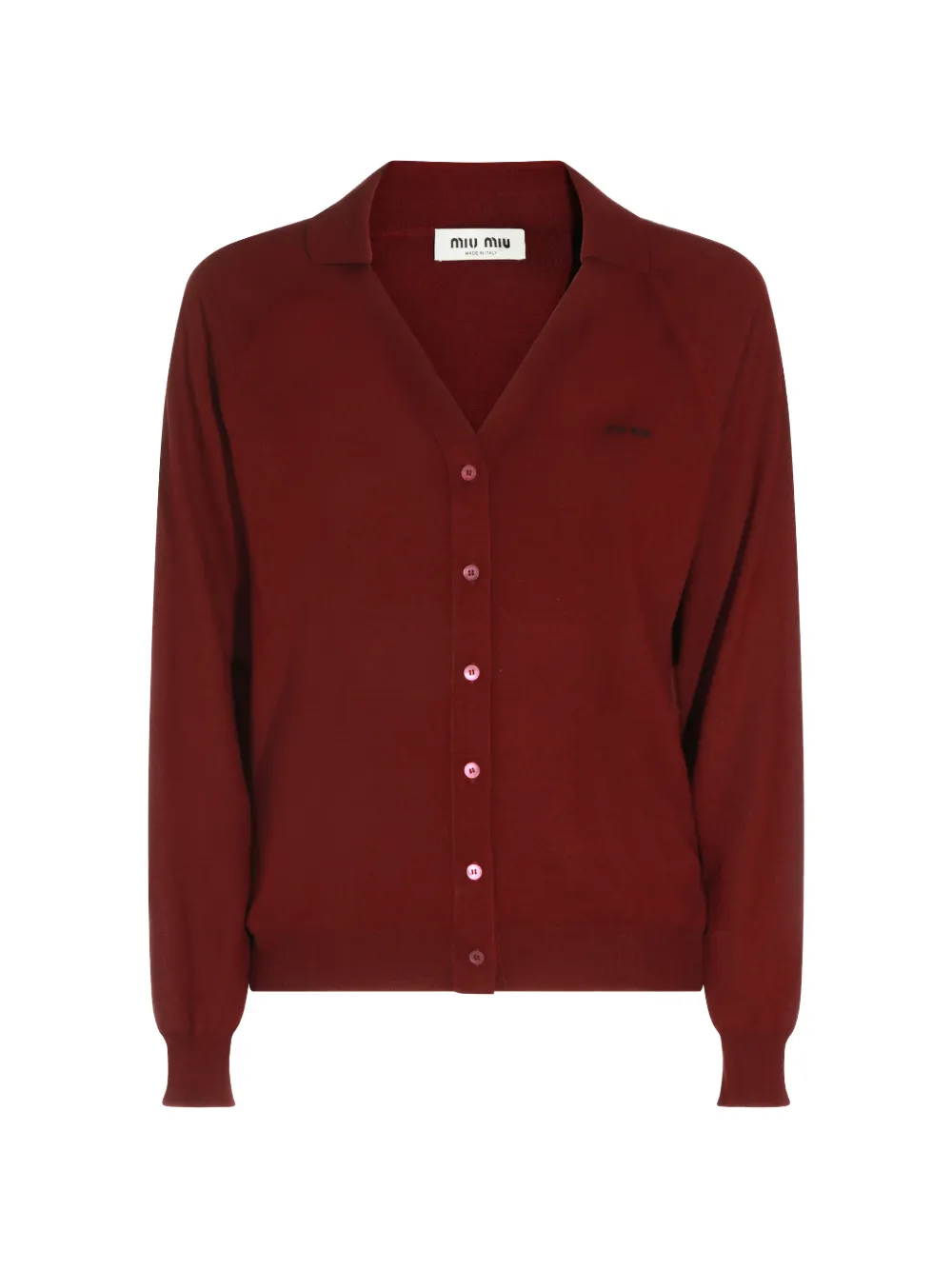 Miu Miu logo-embroidered wool cardigan - Marrone
