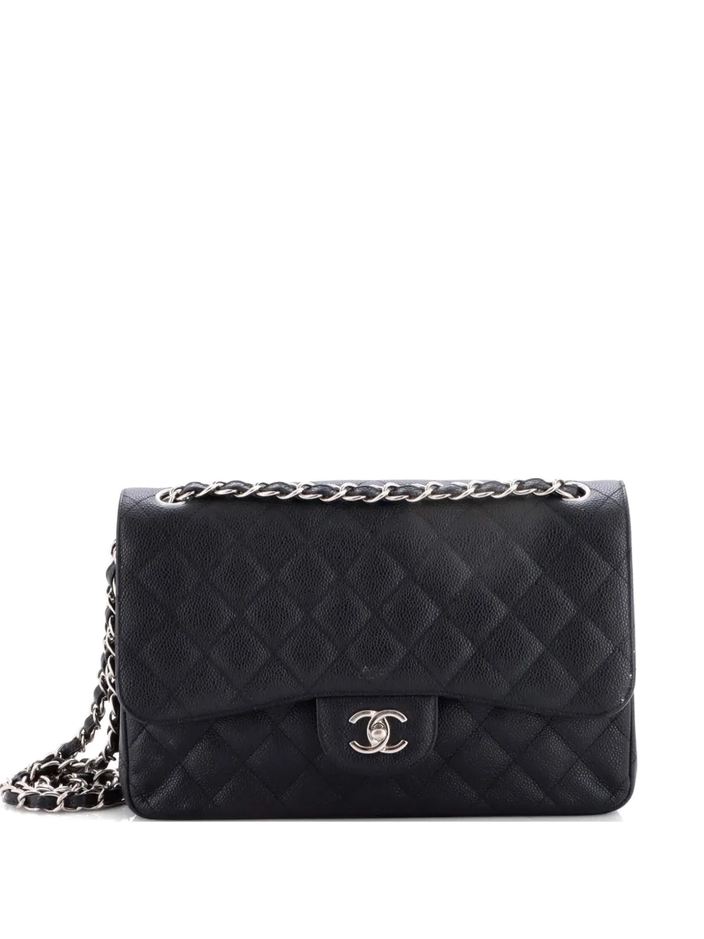 CHANEL Pre-Owned Classic Double Flap Bag Quilted Caviar Jumbo shoulder bag - Nero