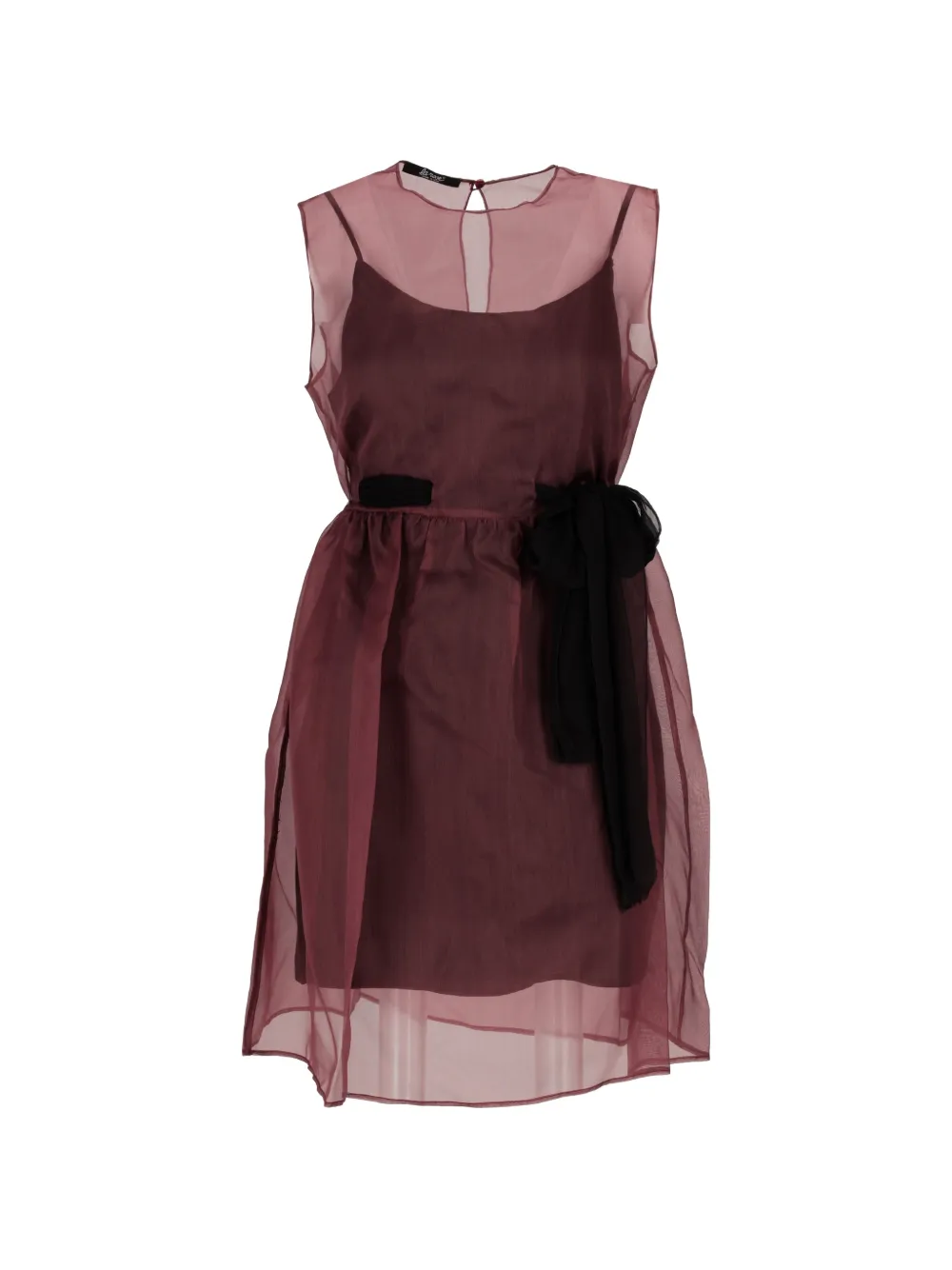 La-Rose sheer-panel bow-detail mini dress - Rosso