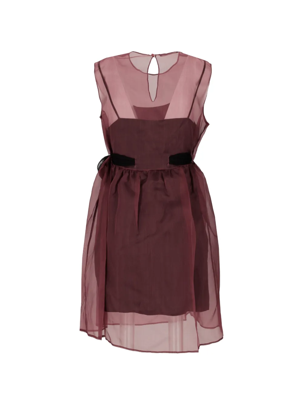 La-Rose Mini-jurk met doorzichtig vlak en strikdetail Rood