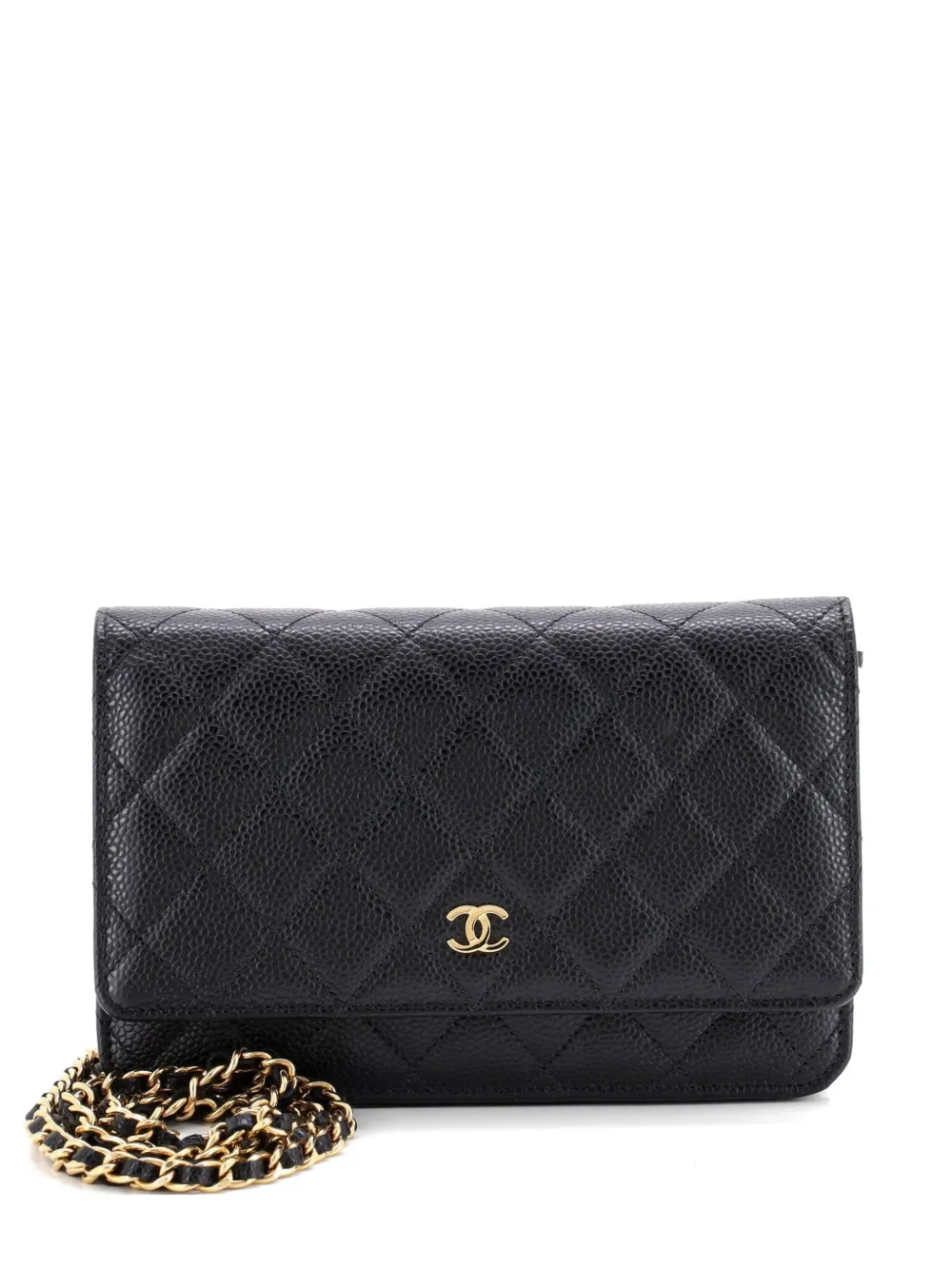 CHANEL Pre-Owned Wallet on Chain Quilted Caviar crossbody bag - Schwarz