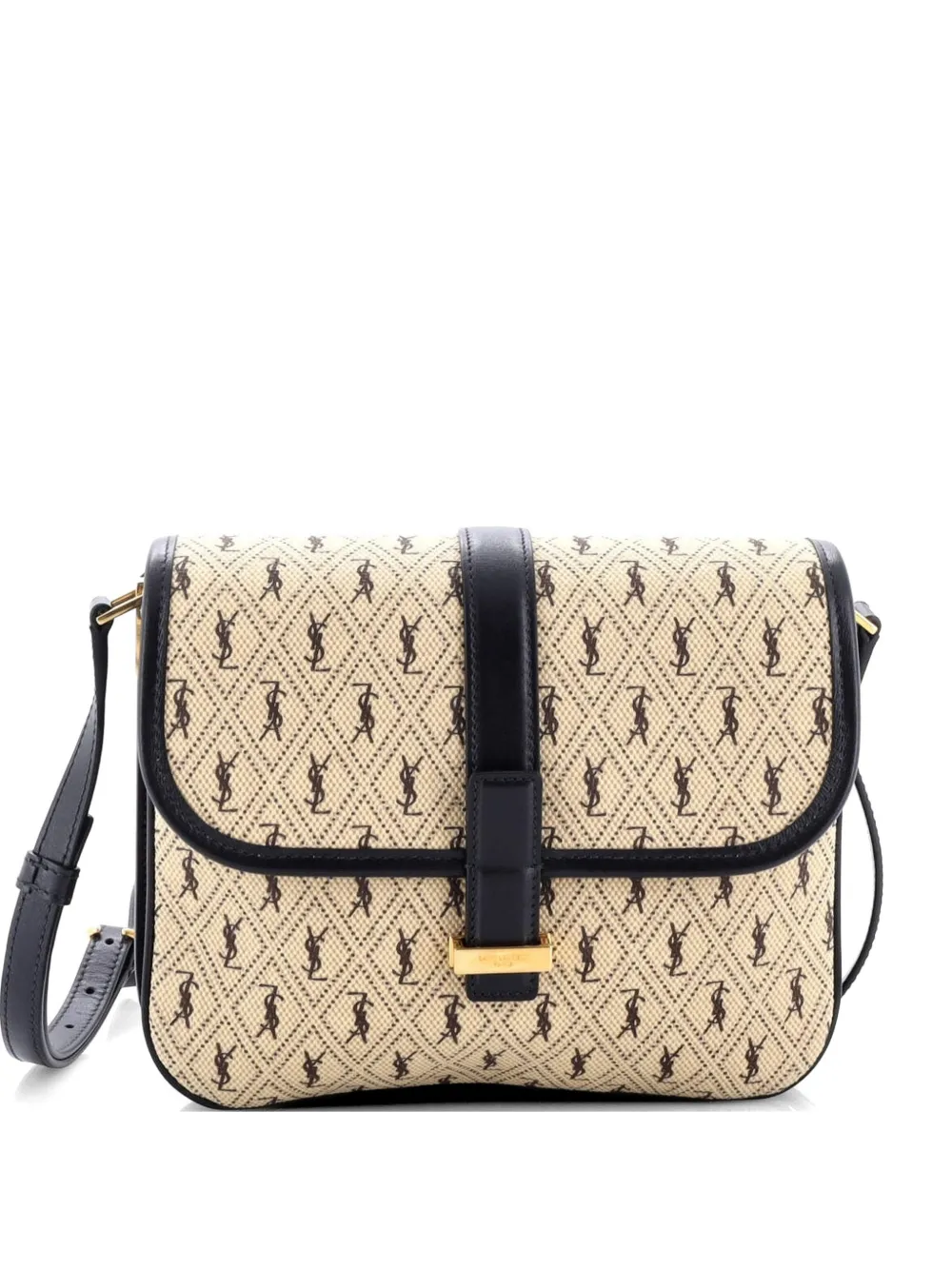 Saint Laurent Pre-Owned Top Flap Satchel Monogram All Over Canvas and Leather Small crossbody bag - Blu