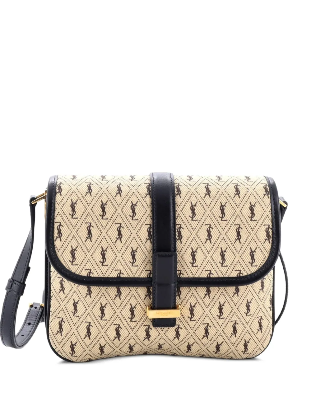 Saint Laurent Pre-Owned Top Flap Satchel Monogram All Over Canvas and Leather Small crossbody bag - Blu