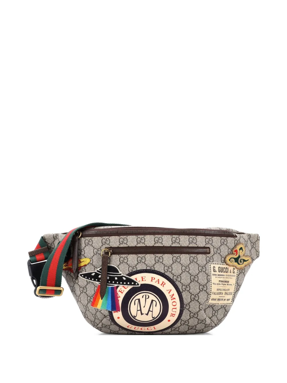 Gucci Pre-Owned Courrier Zip GG Coated Canvas with Applique belt bag - Braun
