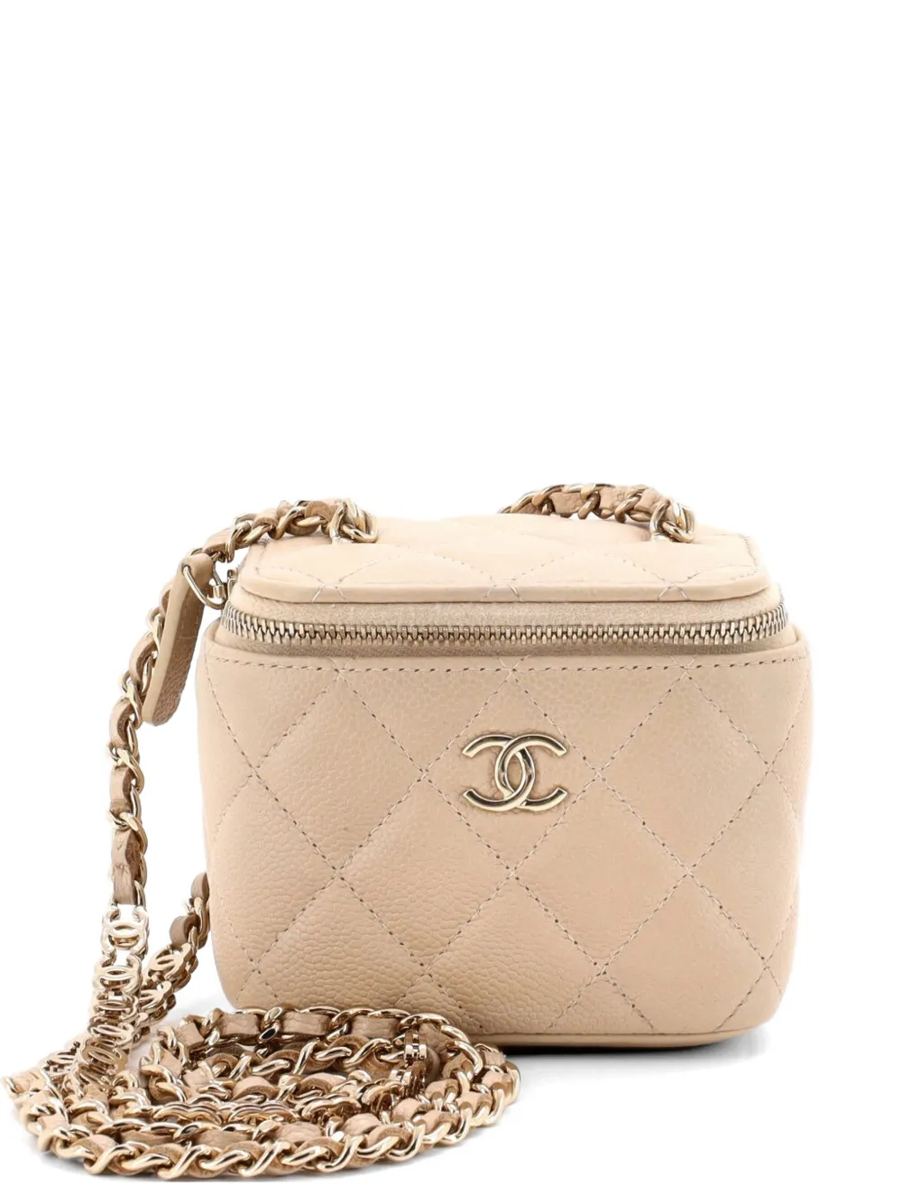 CHANEL Pre-Owned Mini CC Link Kosmetiktasche mit Kettensteppung - Nude