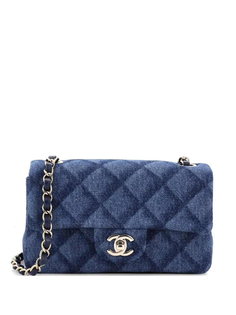 CHANEL Pre-Owned Classic Single Flap Bag 3D Quilt Printed Denim Mini crossbody bag - Blu
