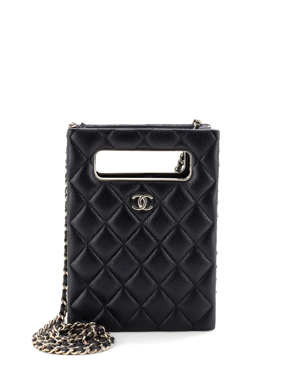 CHANEL Pre-Owned Mini Chain Around Cut Out Handle Evening Tote Umhängetasche - Schwarz