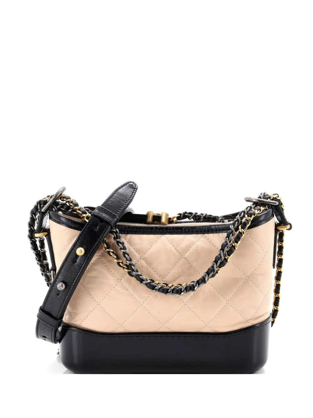CHANEL Pre-Owned Gabrielle Quilted Aged Calfskin Small hobo bag - Black