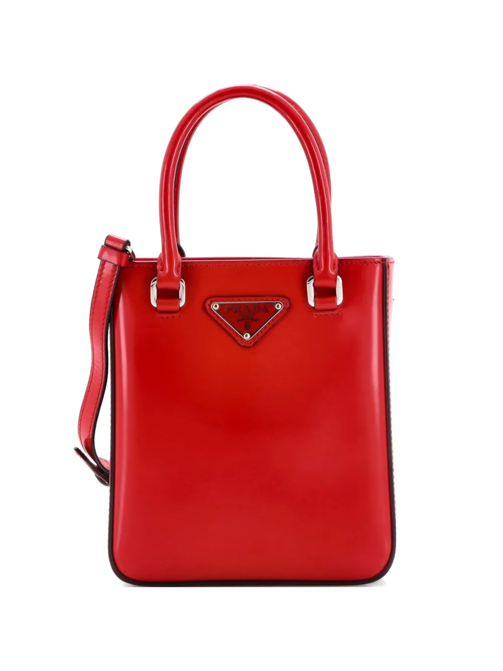 Prada Pre-Owned Convertible Tote Brushed Leather Small crossbody bag - Rosso