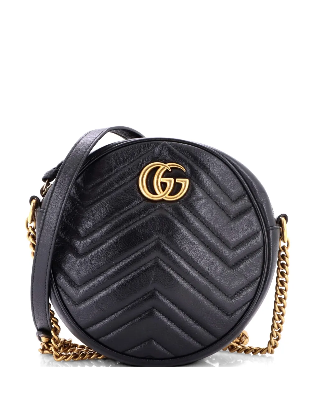 Gucci Pre-Owned GG Marmont Round Shoulder Bag Matelasse Leather Mini crossbody bag - Nero