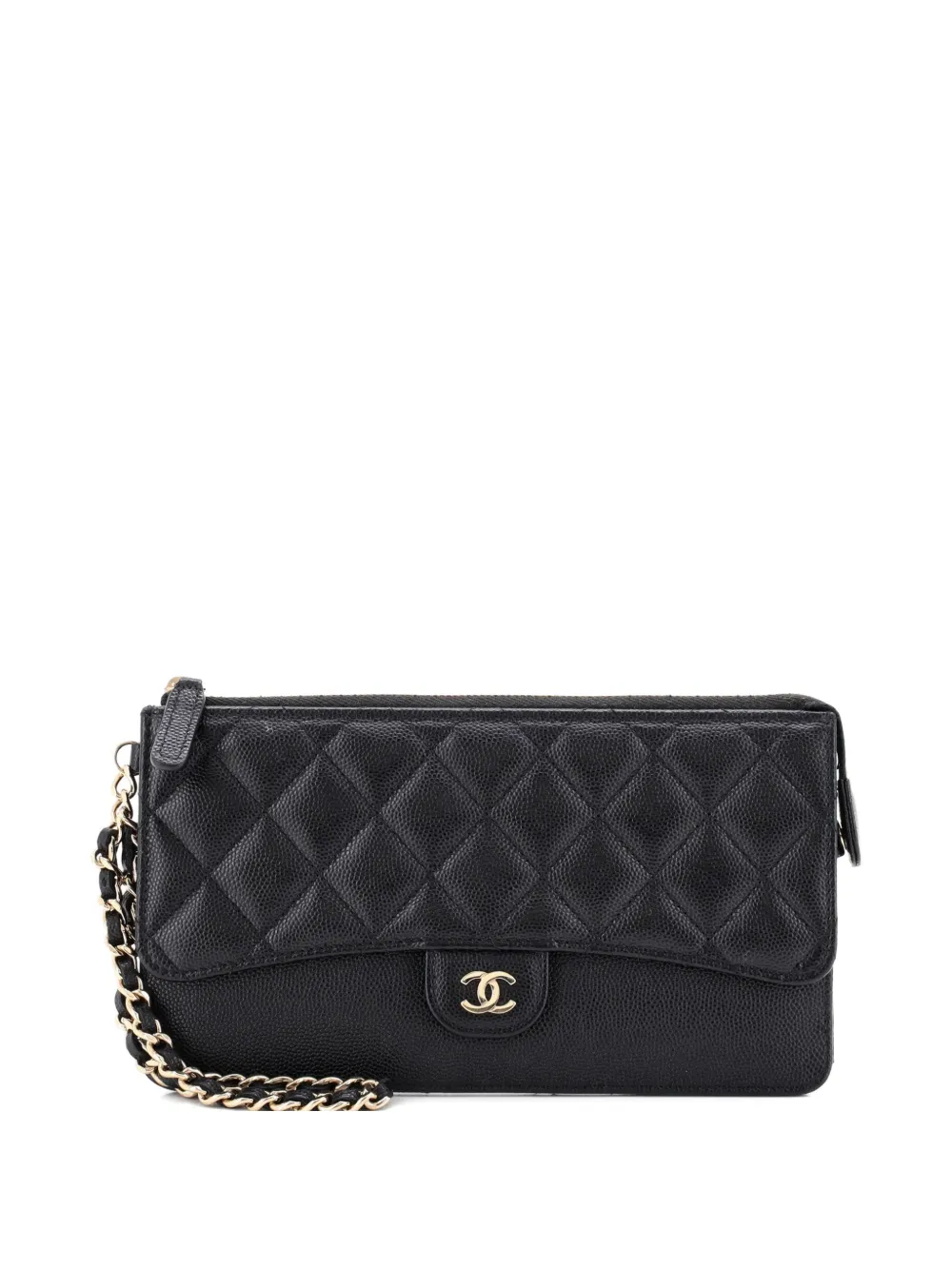 CHANEL Pre-Owned Kleines Portemonnaie aus gestepptem Kaviarleder - Schwarz