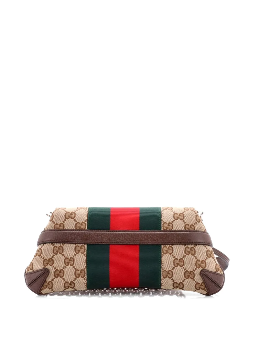  Gucci Pre-owned Borsa A Spalla Horsebit Nm Piccola In Tela Gg Con Decorazione Web E Catena - Marrone 