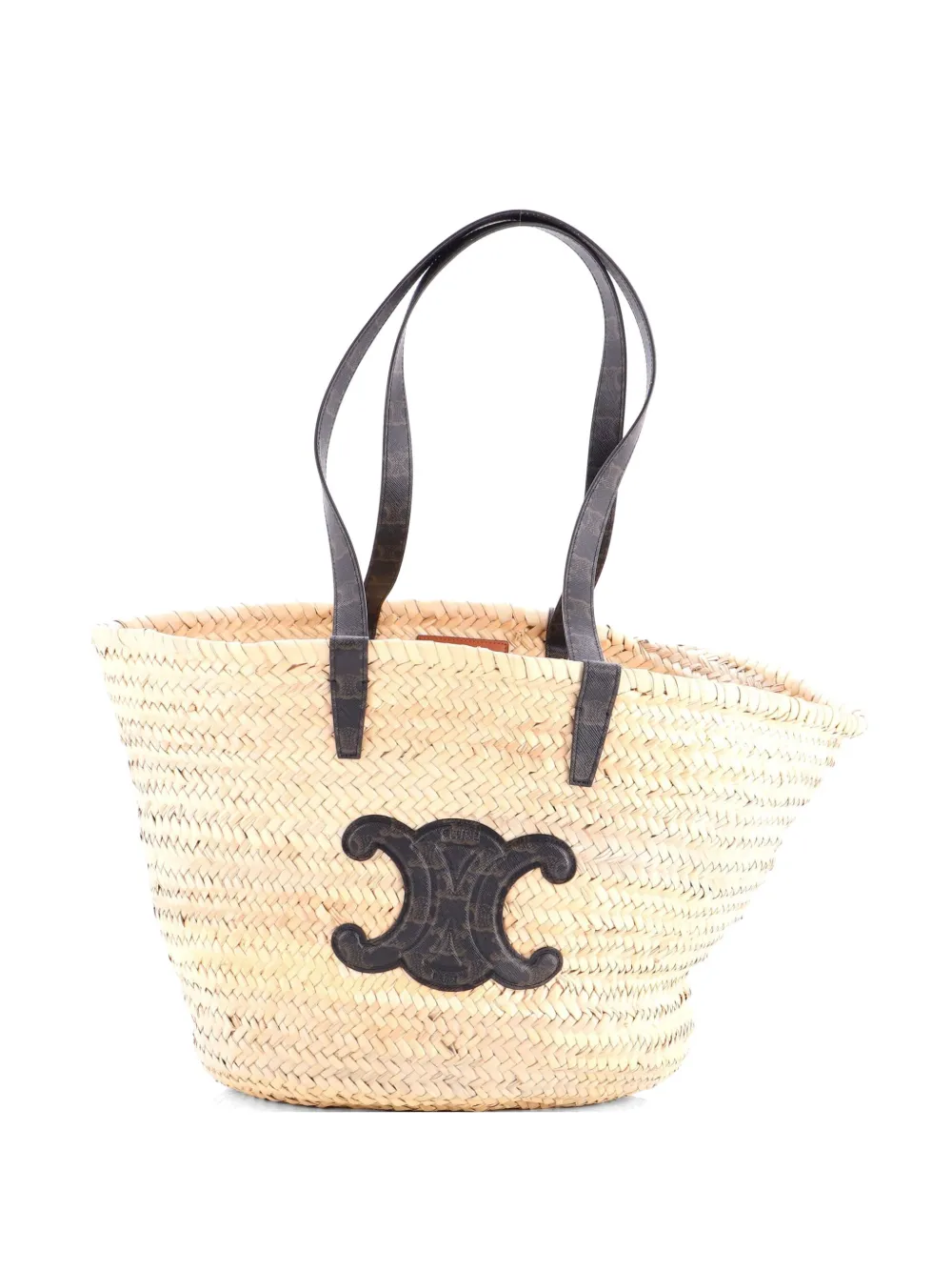 Celine Pre-Owned Borsa a spalla Triomphe grande in rafia e pelle - Marrone