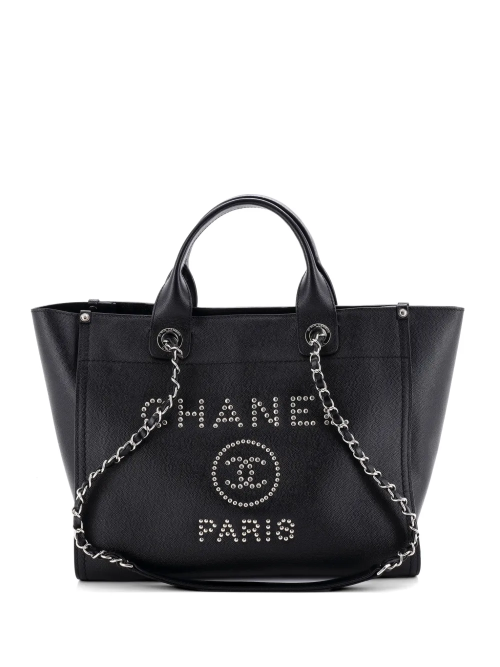 CHANEL Pre-Owned Deauville Studded Caviar Small tote bag - Black