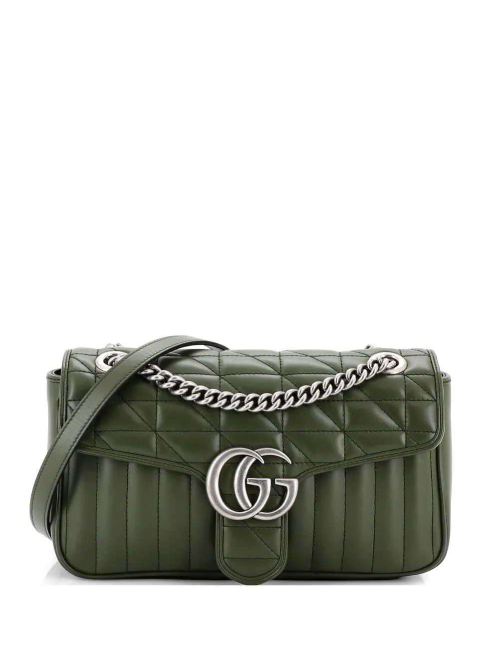 Gucci Pre-Owned GG Marmont Flap Bag Mixed Matelasse Leather Small shoulder bag - Verde