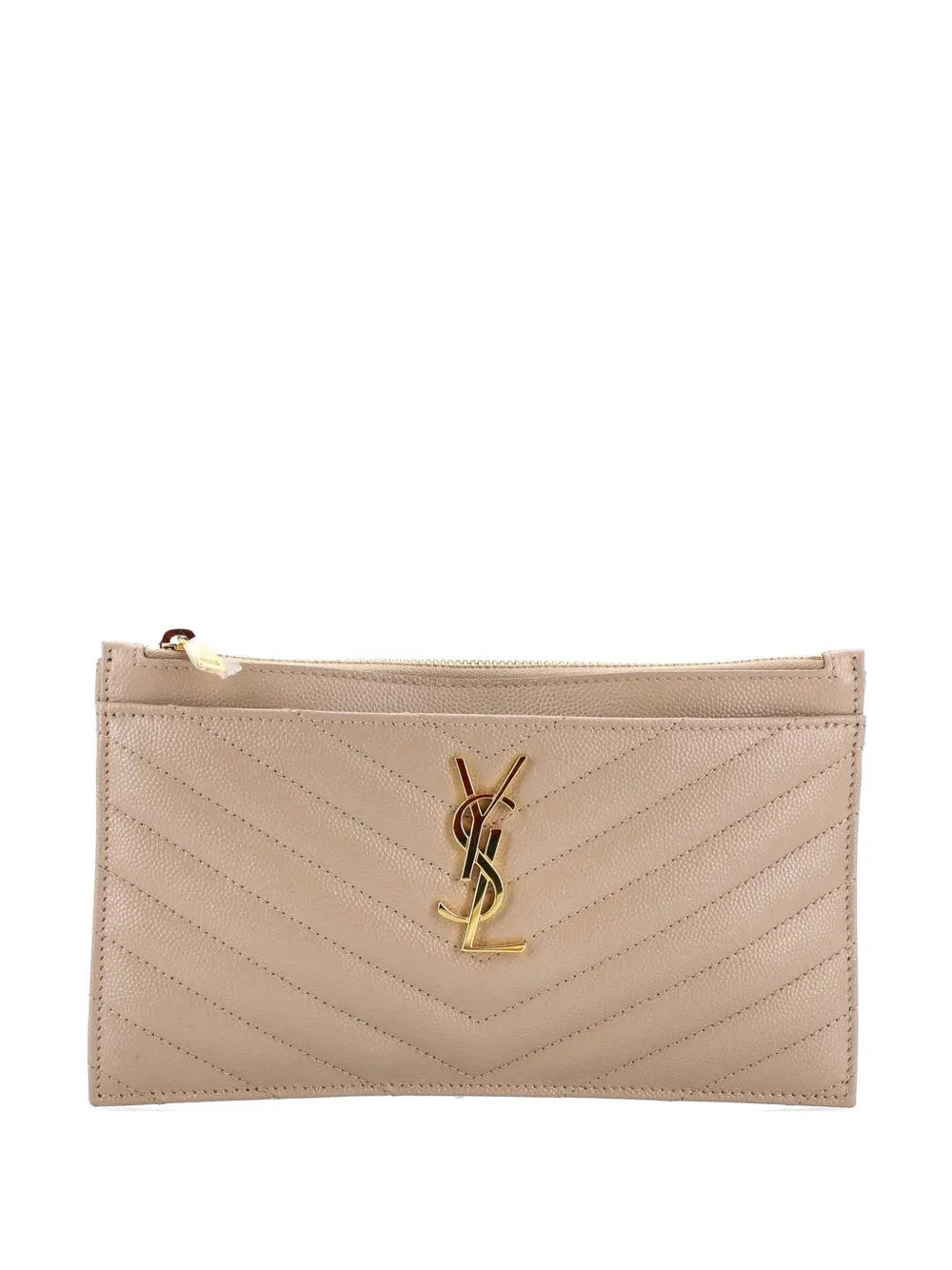 Saint Laurent Pre-Owned Classic Monogram Wristlet Pouch Matelasse Chevron Leather Small clutch bag - Toni neutri
