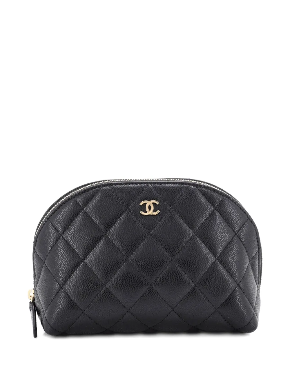 CHANEL Pre-Owned CC Dome Cosmetic Case Quilted Caviar Small pouch - Nero
