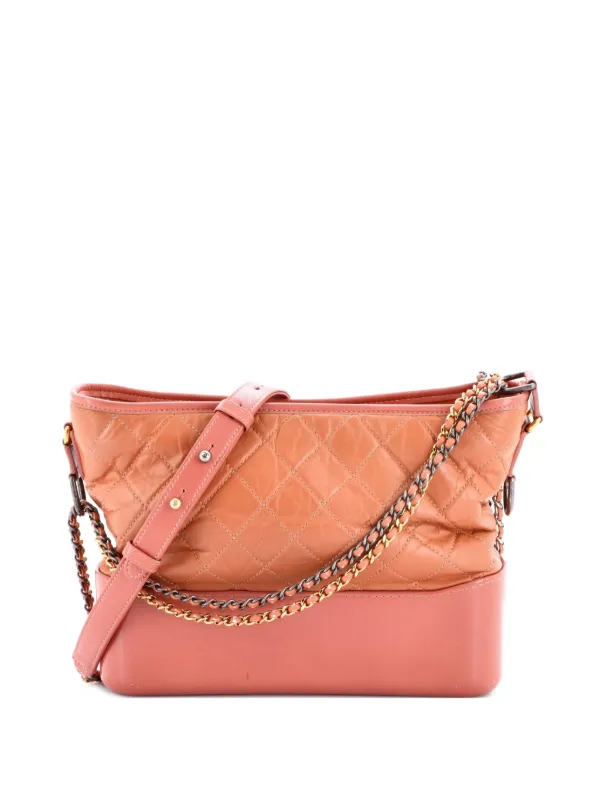 Chanel Pre-owned Gabrielle Quilted Aged Calfskin Medium Hobo Bag in Neutrals