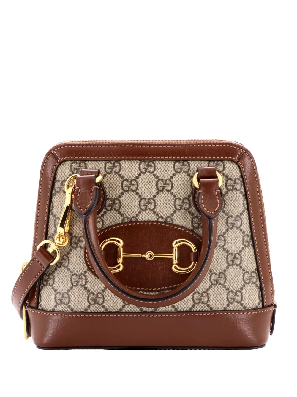 Gucci Pre-Owned Horsebit 1955 Top Handle Bag GG Coated Canvas with Leather Mini shoulder bag - Marrone