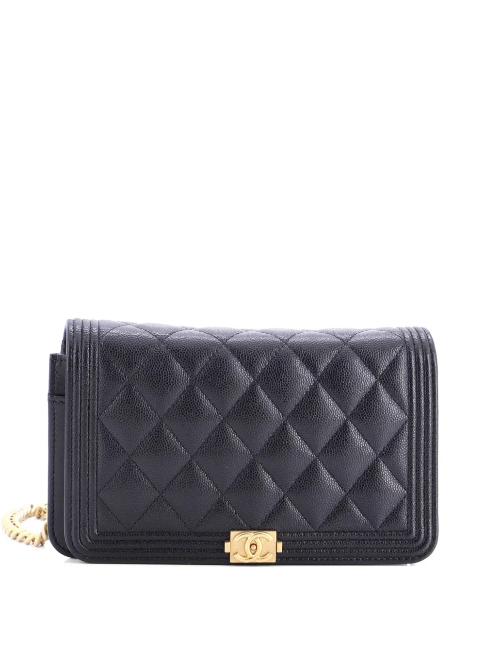CHANEL Pre-Owned Boy Wallet on Chain Quilted Caviar crossbody bag - Nero
