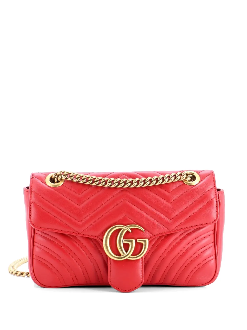 Gucci Pre-Owned GG Marmont Flap Bag Matelasse Leather Medium shoulder bag - Rosso