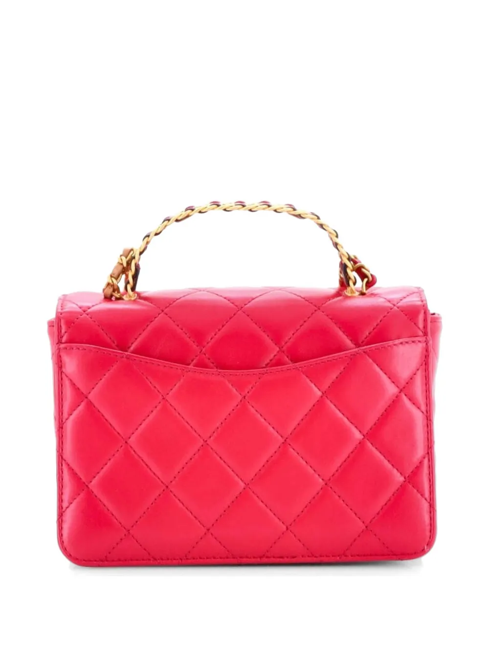  Chanel Pre-owned Bolso Satchel Flap Mini Acolchado De Piel De Becerro Con Logo Y Asa Superior - Rosa 