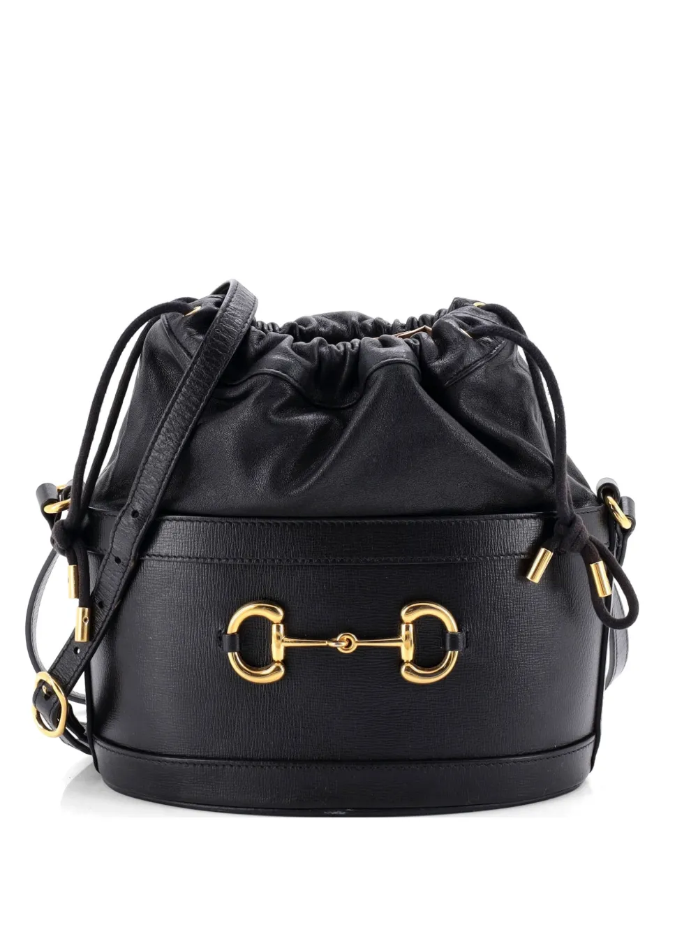 Gucci Pre-Owned Horsebit 1955 Crossbody Bag Leather Small bucket bag - Nero