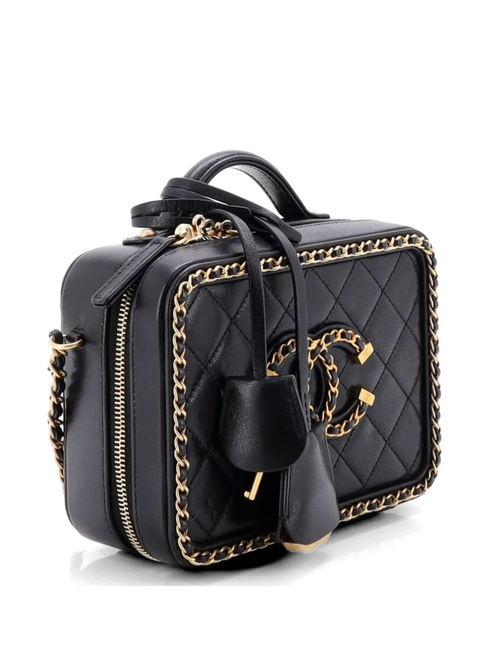 CHANEL Pre-Owned Filigree Vanity Case Quilted Goatskin With Chain