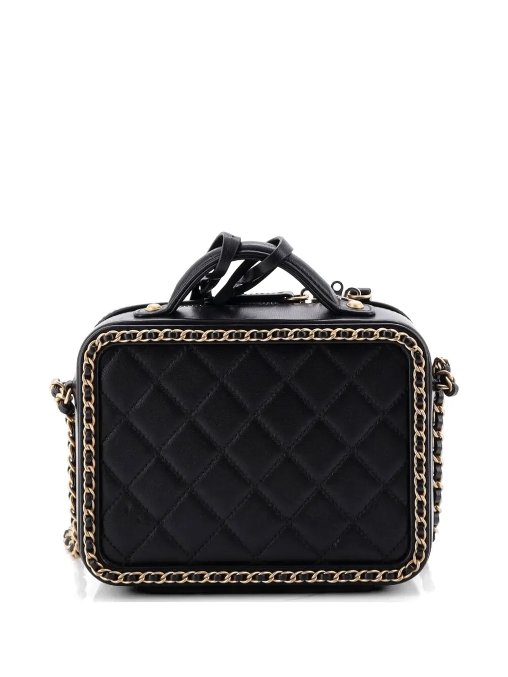 CHANEL Pre-Owned Filigree Vanity Case Quilted Goatskin With Chain