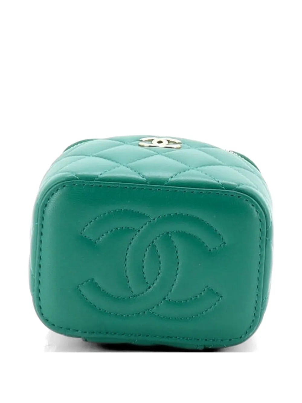 CHANEL Pre-Owned Classic Top Handle Vanity Case with Chain Quilted Lambskin Mini crossbody bag - Verde