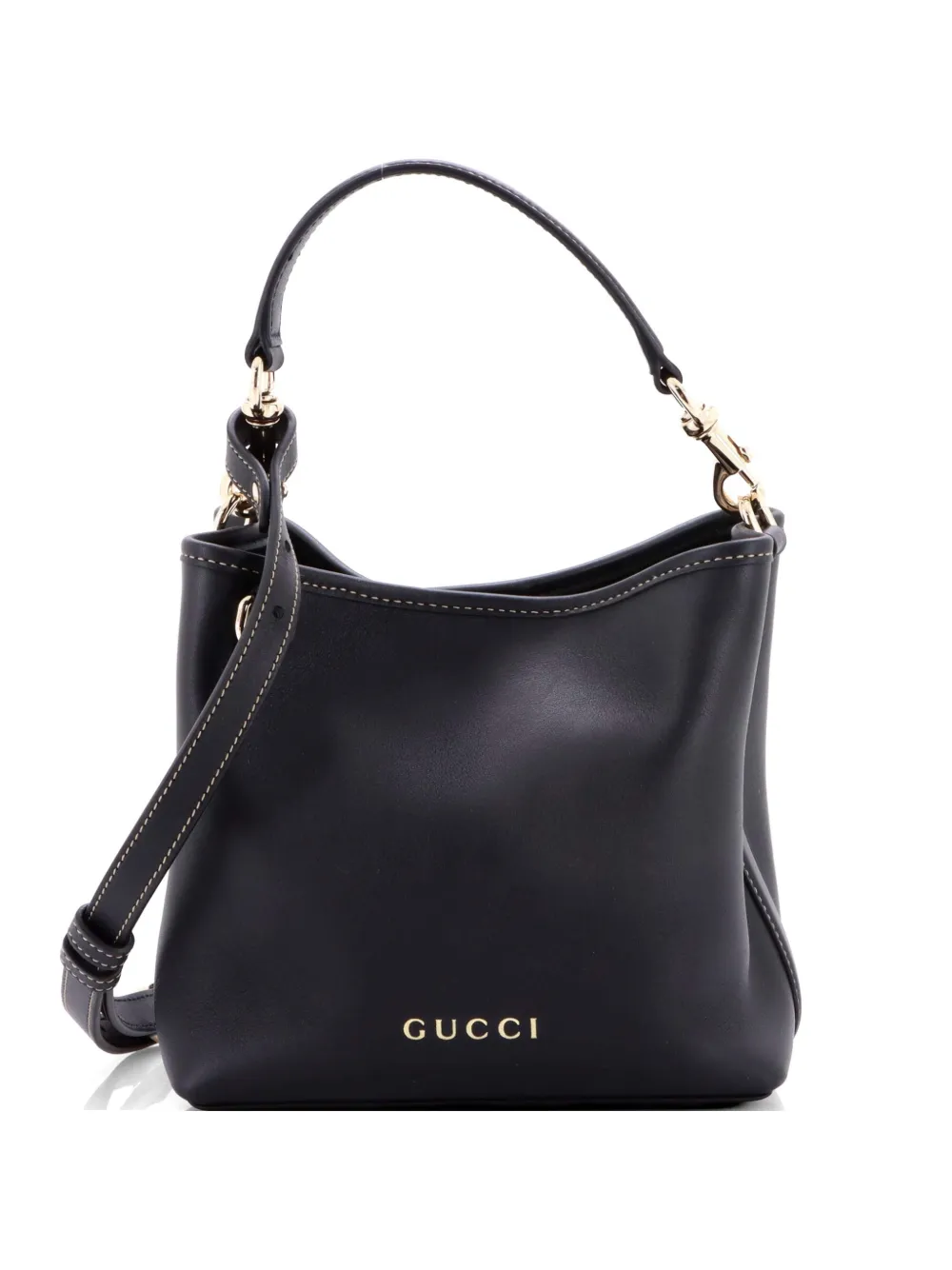Gucci Pre-Owned Emblem Leather Small bucket bag - Schwarz