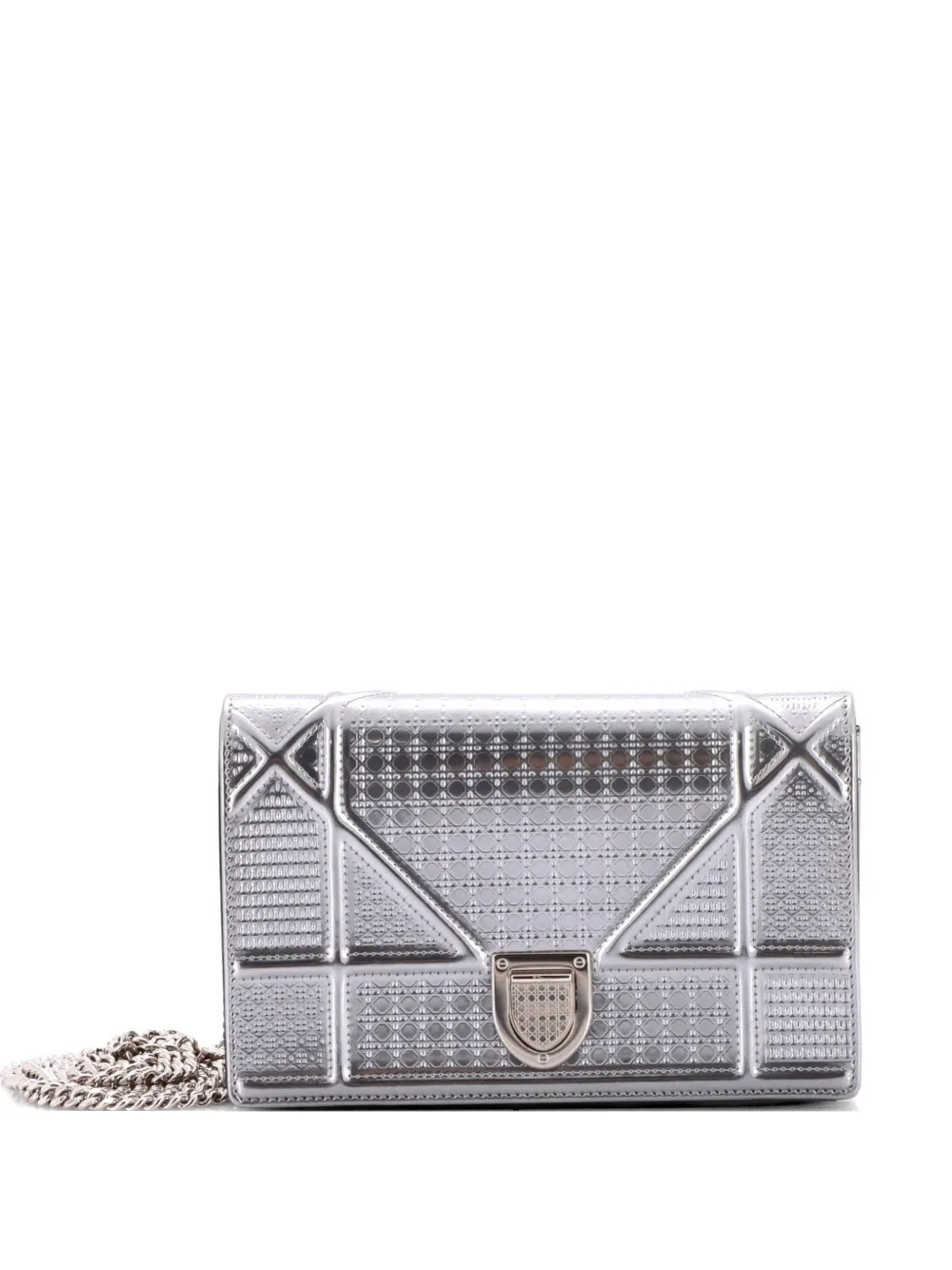 Christian Dior Pre-Owned Diorama Wallet on Chain Cannage Embossed Calfskin clutch bag - Silver