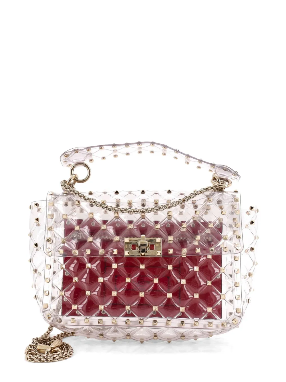 Valentino Garavani Pre-Owned Rockstud Spike Flap Bag Quilted PVC Medium crossbody bag - Bianco