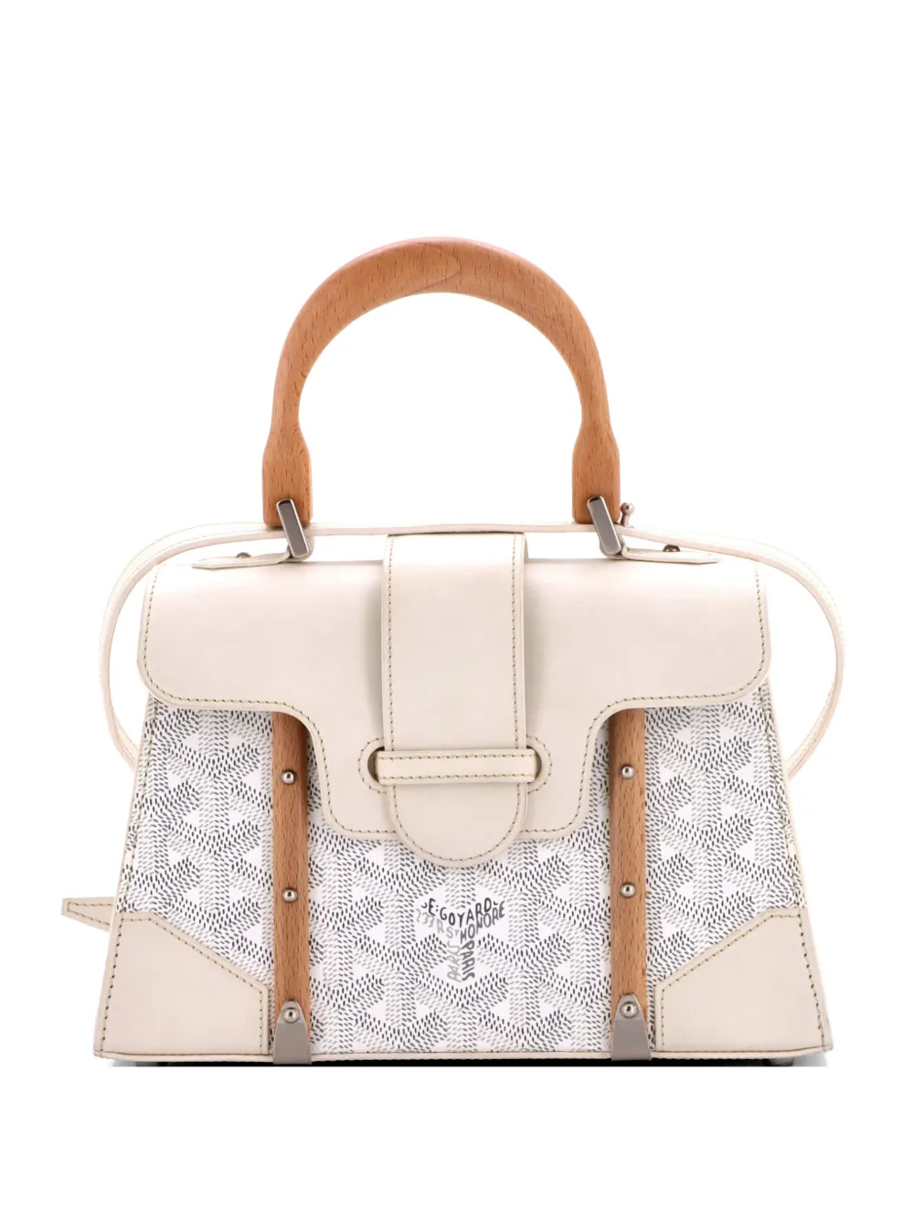 Goyard Pre-Owned Structured Saigon Top Handle Bag Coated Canvas with Leather Mini satchel - Bianco