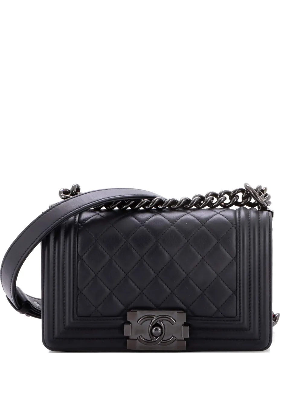 CHANEL Pre-Owned Borsa a spalla So Black Boy Flap in pelle di agnello trapuntata - Nero