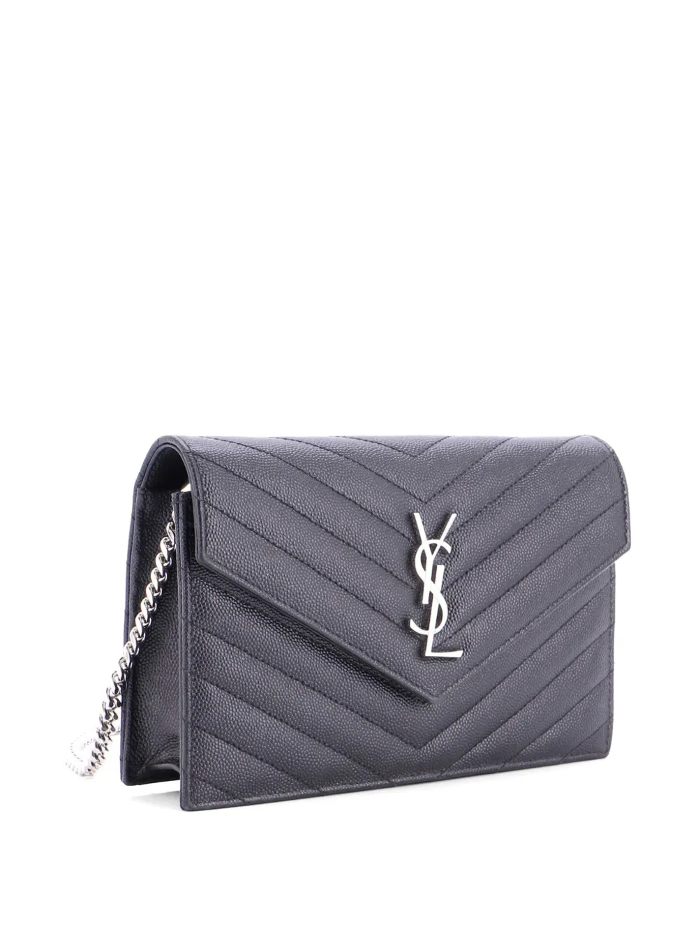  Saint Laurent Pre-owned Petit Sac à Bandoulière Classic Monogram Wallet On Chain Matelasse Chevron En Cuir - Noir 