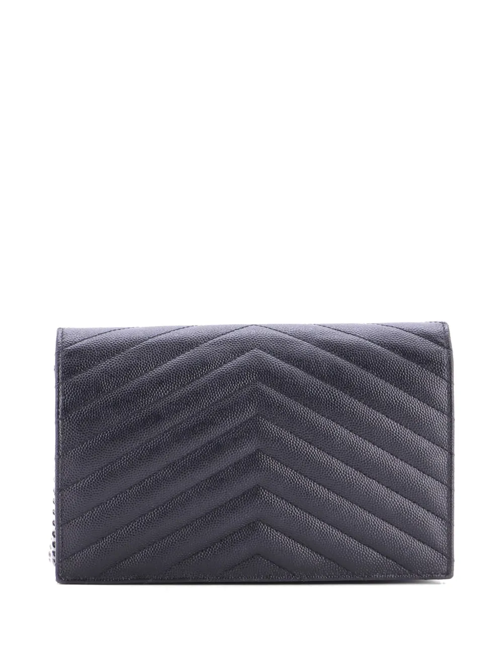  Saint Laurent Pre-owned Petit Sac à Bandoulière Classic Monogram Wallet On Chain Matelasse Chevron En Cuir - Noir 