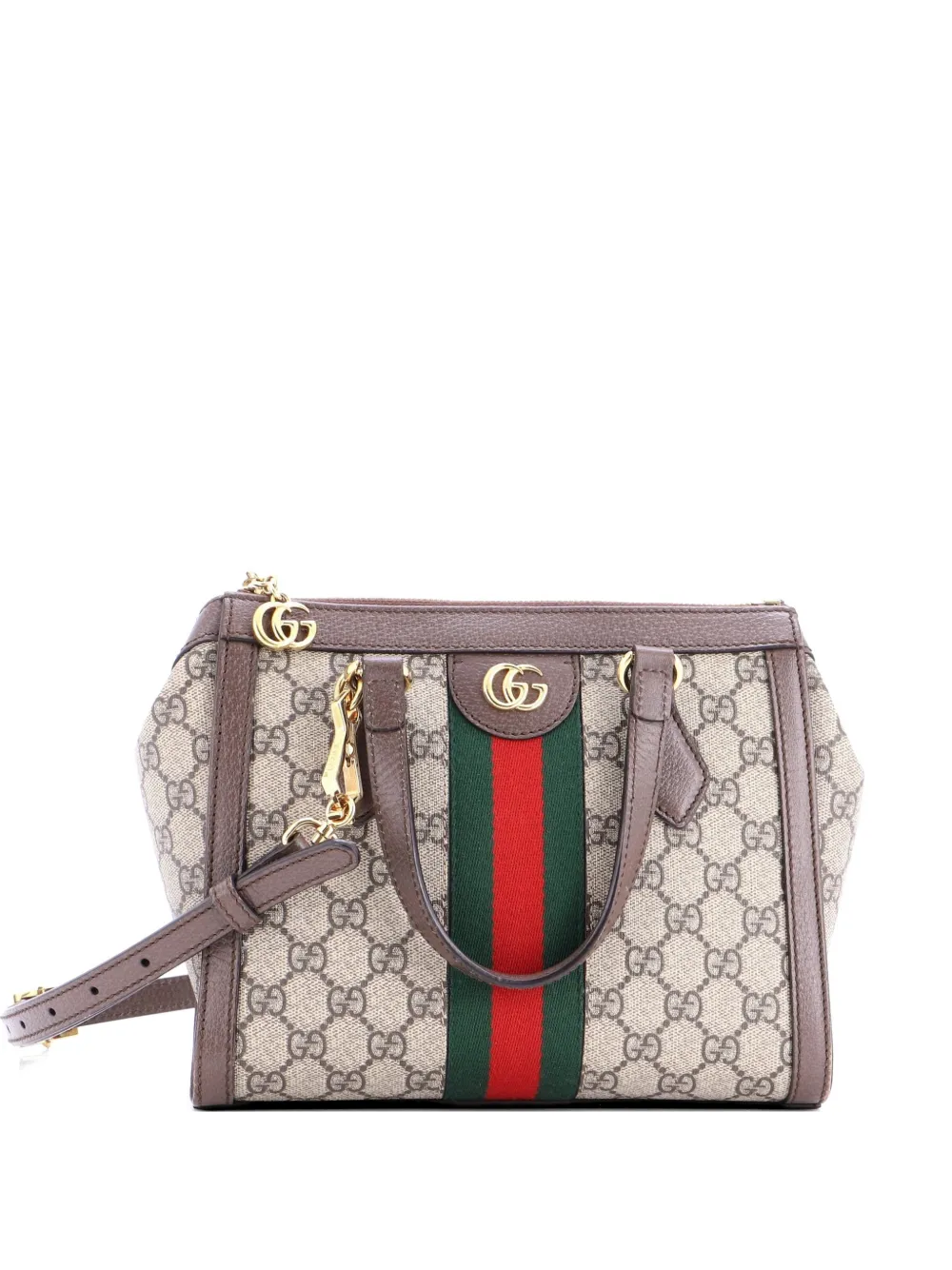 Gucci Pre-Owned Borsa tote Ophidia piccola in tela cerata GG con manico - Marrone