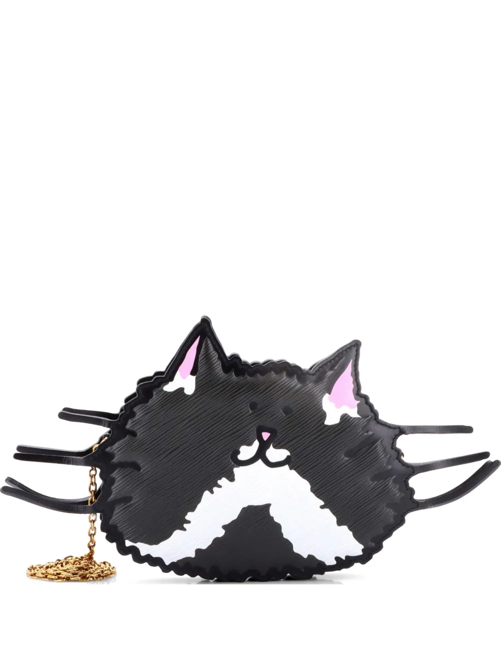 Louis Vuitton Pre-Owned Grace Coddington Cat Face Clutch aus Leder mit Monogramm-Canvas - Schwarz