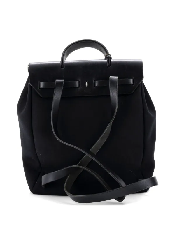 Hermes Herbag a Dos PM Backpack 2-Way Handbag Toile Officier Leather Black Hermès Pre-Owned Vintage Herbag A Dos Toile And Leather GM  main image 3