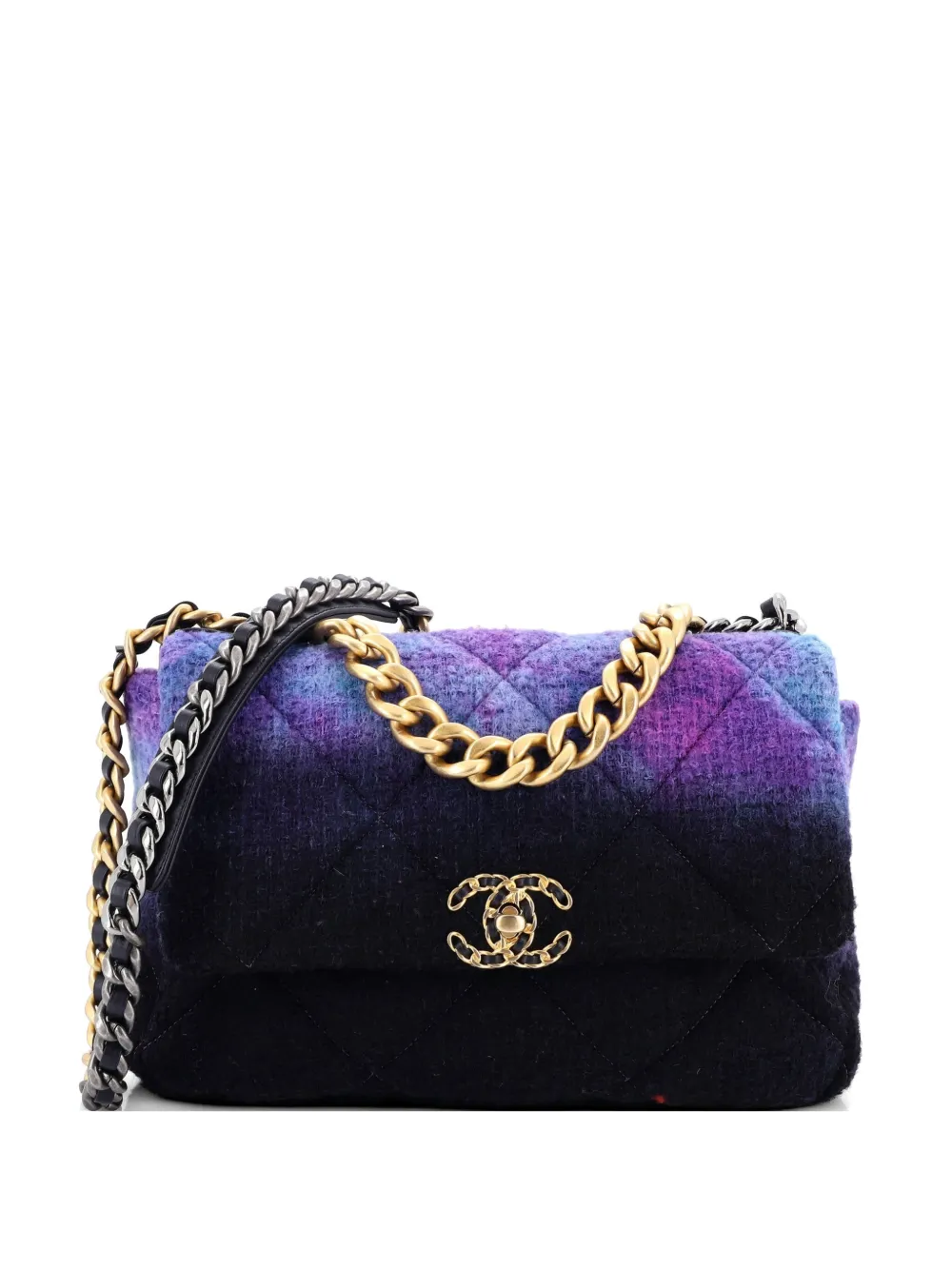 CHANEL Pre-Owned Mittelgroße Flap Degrade Schultertasche aus Wolle mit Steppung 19cm - Mehrfarbig