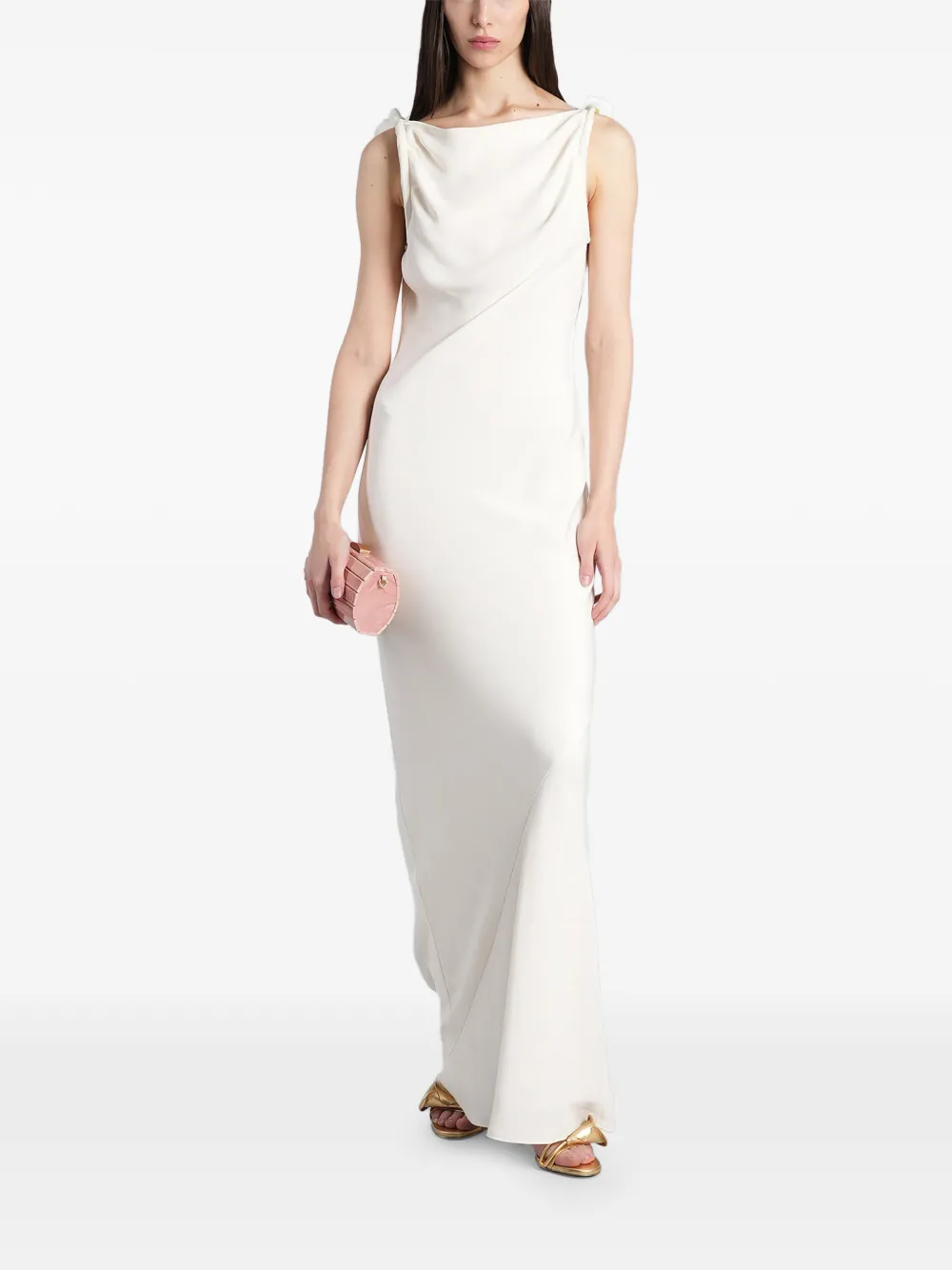 Cult Gaia Celestina flower-detail cowl-neck maxi dress - Bianco
