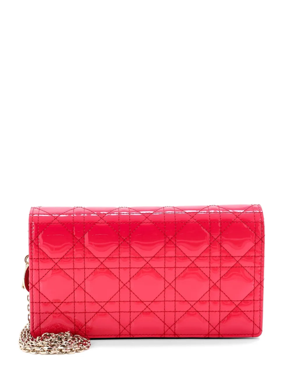 Christian Dior Pre-Owned Lady Dior Chain Pouch Cannage Quilt Patent crossbody bag - Rosa